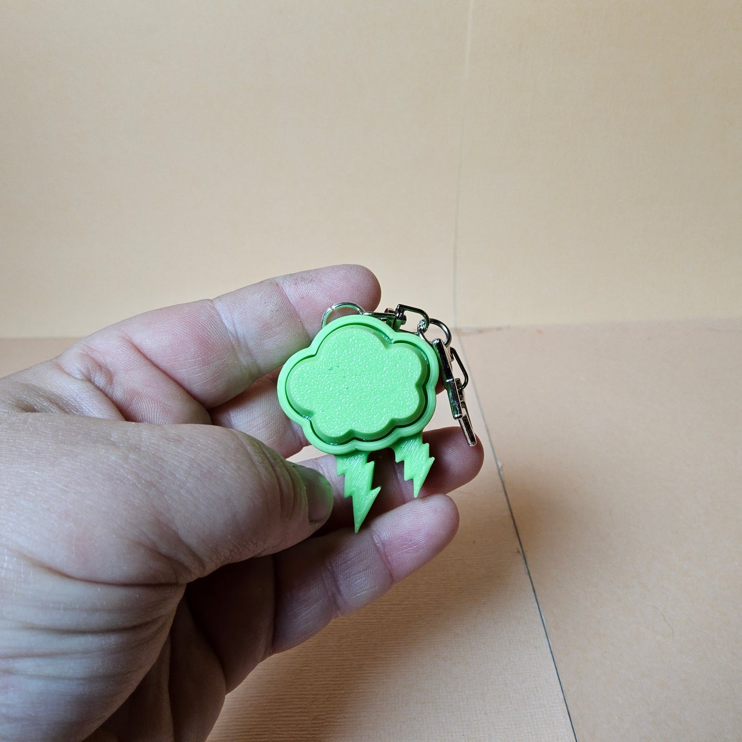 Cloud with 2 Lighting Bolt Keycap Keyring