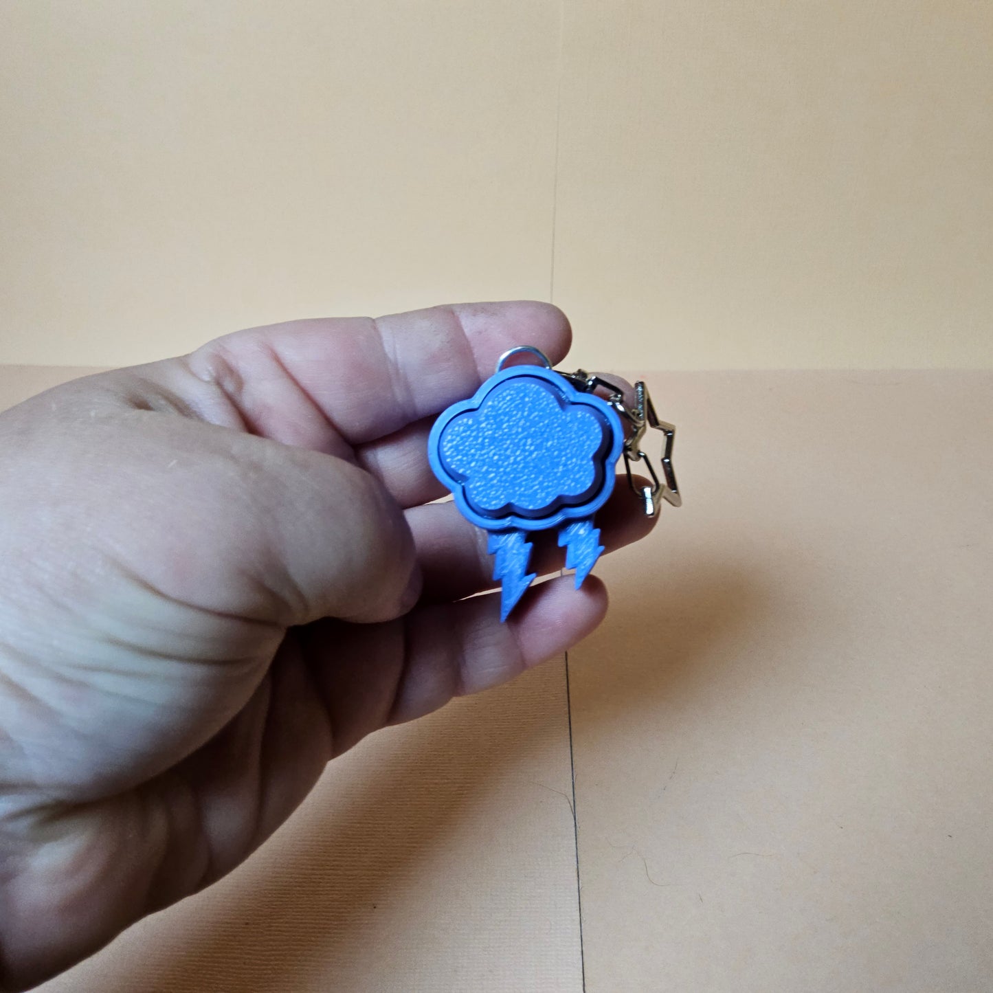 Cloud with 2 Lighting Bolt Keycap Keyring