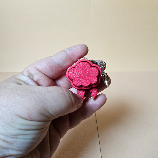 Cloud with 2 Lighting Bolt Keycap Keyring
